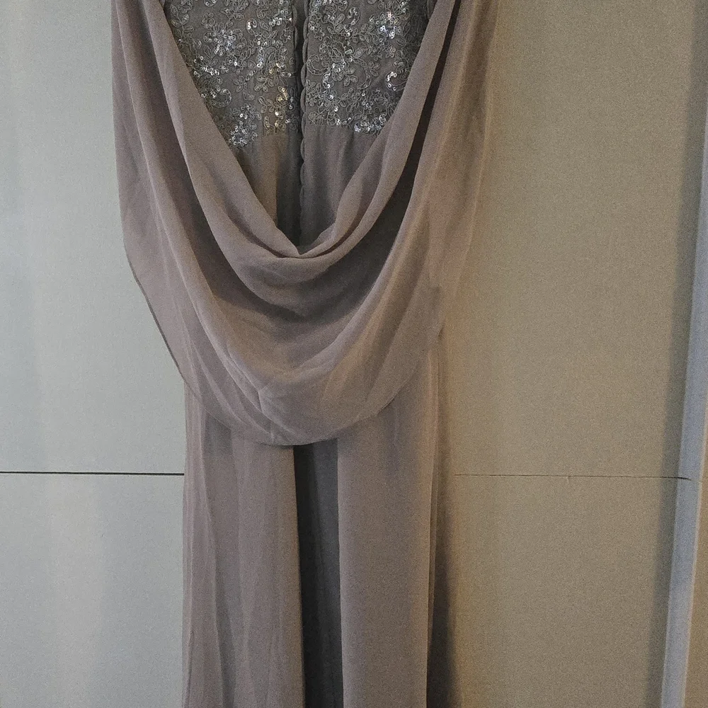 Elegant Taupe Evening Dress - Picture 3 of 5